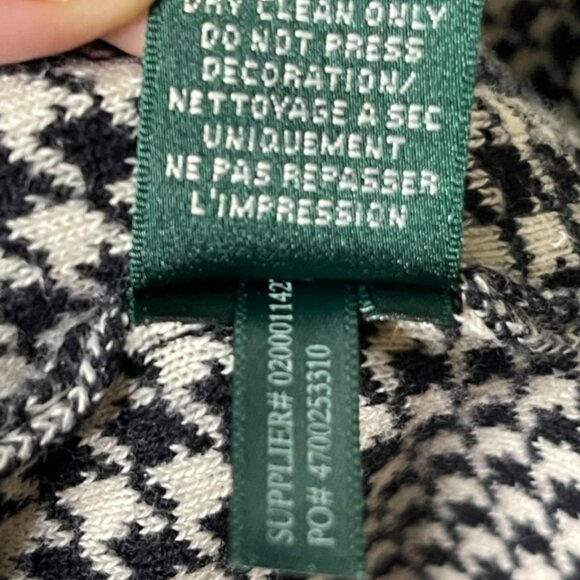 Ralph Lauren | Black and White Houndstooth Knit Sheath Dress - Picture 8 of 8